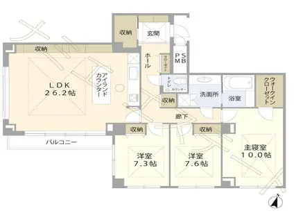 ドムス本郷東野(3LDK/6階)の間取り写真