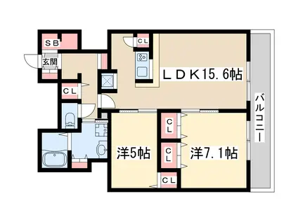 グランセジュール江坂(2LDK/11階)の間取り写真