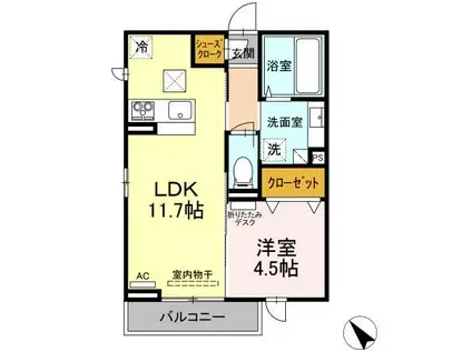 カーサ・デ・津森(1LDK/1階)の間取り写真