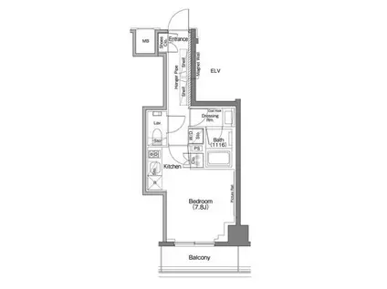 ザ・パークハビオSOHO祐天寺(ワンルーム/6階)の間取り写真