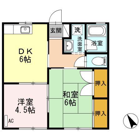 コンフレール末武(2DK/1階)の間取り写真
