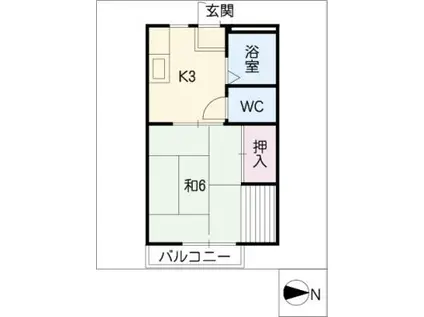 サンシティモリヤ(1K/1階)の間取り写真