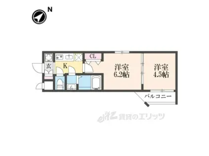 MJC京都西大路Ⅰ(2K/3階)の間取り写真