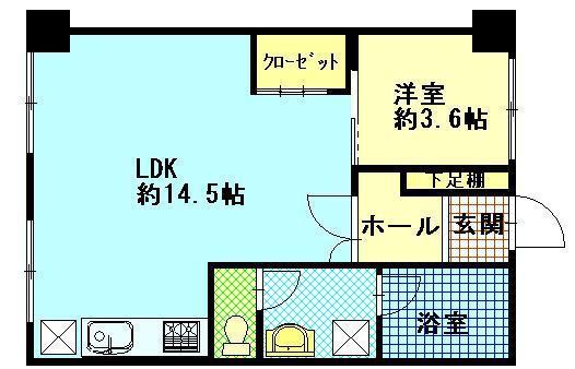 日興ロイヤルマンション(1LDK/7階)の間取り写真