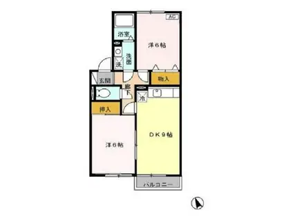 セジュールオリカンA棟(2DK/2階)の間取り写真
