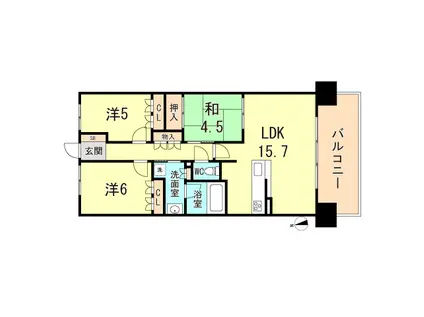 プラウドシティ神戸名谷(3LDK/2階)の間取り写真