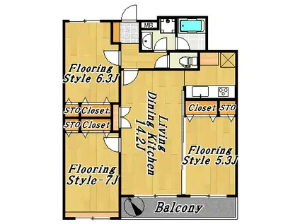 エトワール宇喜田(3LDK/6階)の間取り写真