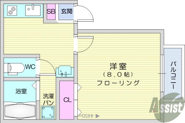 リヒトハイム富沢(1K/1階)の間取り写真