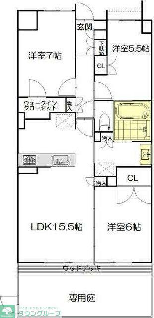 プレミスト湘南辻堂アクアフェイス(3LDK/1階)の間取り写真