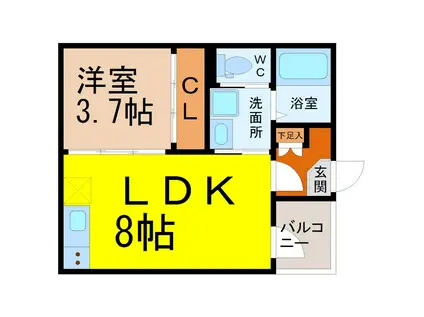 KKテラス金山(1LDK/3階)の間取り写真