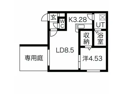 インフィニト平岸一条(1LDK/1階)の間取り写真