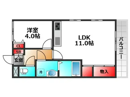 ラ・カーザフェリーチェ(1LDK/2階)の間取り写真