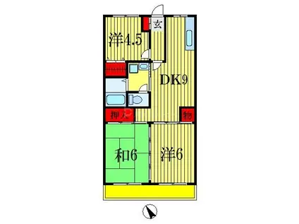 モントレー西船(3DK/2階)の間取り写真