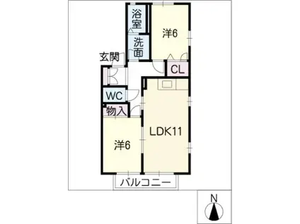 ファミール八光(2LDK/2階)の間取り写真