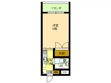 第2キャンパスマンション(1K/2階)の間取り写真