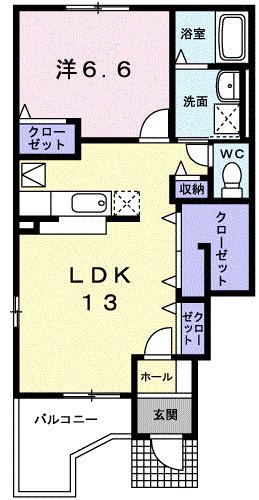リーガハット23(1LDK/1階)の間取り写真
