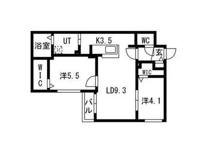 ブランシャールFEG-X桑園(2LDK/3階)の間取り写真