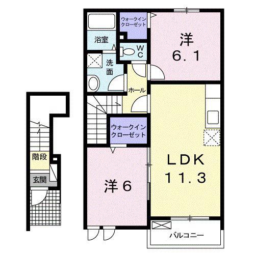 アヴァンツァートIII(2LDK/2階)の間取り写真