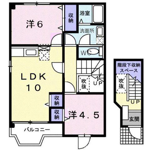 コージーハウス石井B(2LDK/2階)の間取り写真