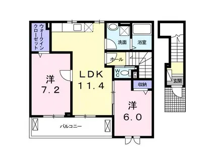 ヴィラ・サヤマ II(2LDK/2階)の間取り写真