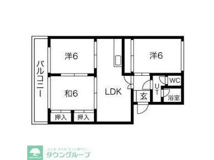 白水ビル(3LDK/2階)の間取り写真