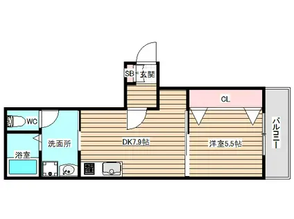 ノイヴェル此花(1DK/2階)の間取り写真