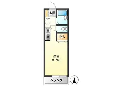 メゾン・ブルー(ワンルーム/2階)の間取り写真