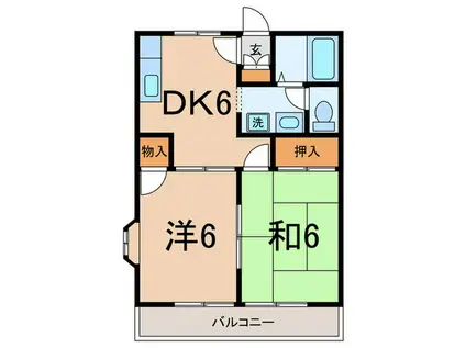 カサベルデ(2DK/1階)の間取り写真