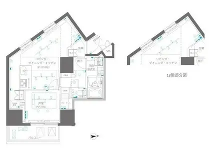 ズーム信濃町(1LDK/12階)の間取り写真