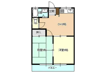 ホワイトレジデンス(2DK/2階)の間取り写真