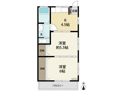 嶋村コーポ(2K/1階)の間取り写真