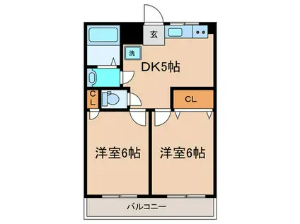 メゾン森 1(2DK/1階)の間取り写真