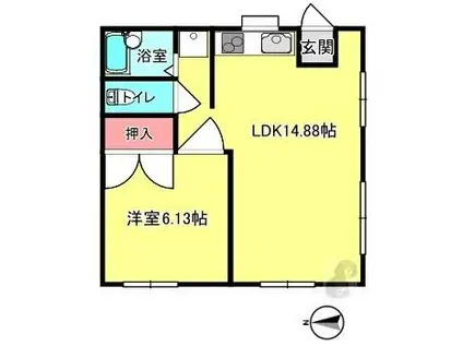 Uハウス(1LDK/1階)の間取り写真