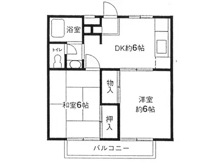 グリーンハイム壱番館・弐番館(2DK/1階)の間取り写真