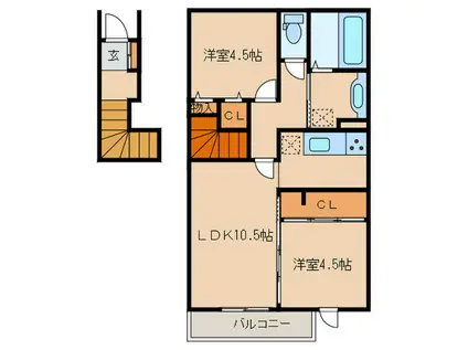 D-ROOM彩都 三号館(2LDK/2階)の間取り写真
