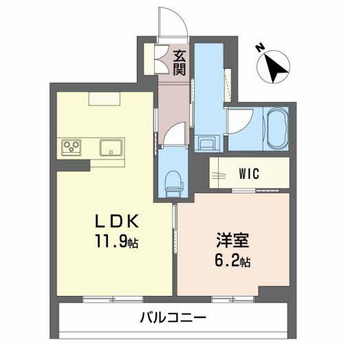LULUBISIII美田園(1LDK/2階)の間取り写真