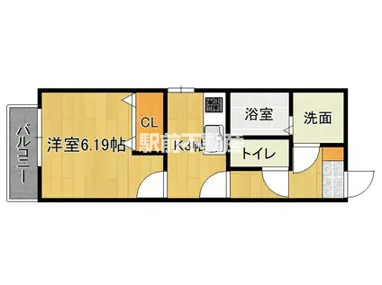 メゾンクレール伊都弐番館(1K/1階)の間取り写真