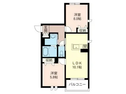 イースト VIEW A(2LDK/1階)の間取り写真