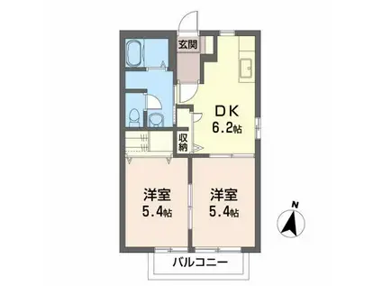 エミネンスIIE(2DK/2階)の間取り写真