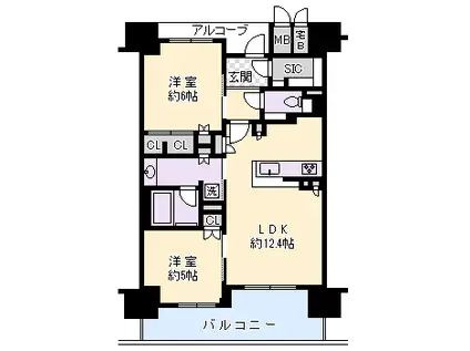 ジオ阪急川西THE FRONT(2LDK/3階)の間取り写真