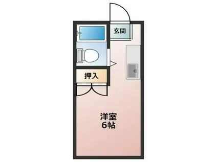 フラットK(ワンルーム/2階)の間取り写真