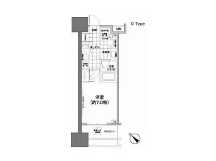 パークハビオ武蔵小山(1K/12階)の間取り写真