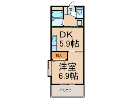 ルート16(1DK/2階)の間取り写真