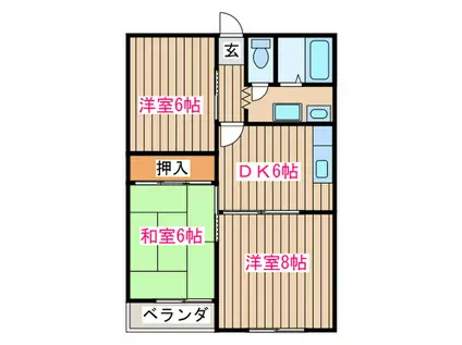 KCハイツⅠ(3DK/1階)の間取り写真