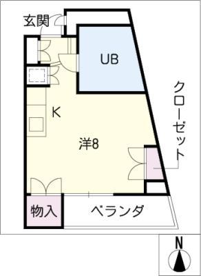 ドエル杁中(ワンルーム/4階)の間取り写真
