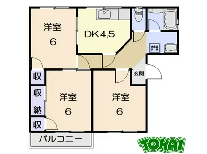 フレグランス山室(3DK/2階)の間取り写真