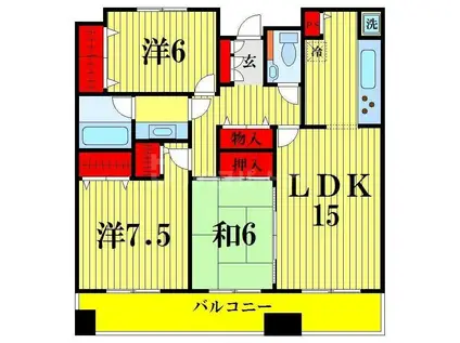 リバーサイド隅田セントラルタワーパレス(3LDK/24階)の間取り写真