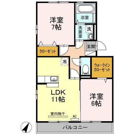 リバブル北高下A棟 A棟(2LDK/2階)の間取り写真
