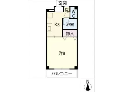グリーンヒルズ(1K/2階)の間取り写真