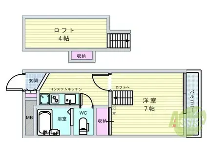 MSキューブ(1K/1階)の間取り写真